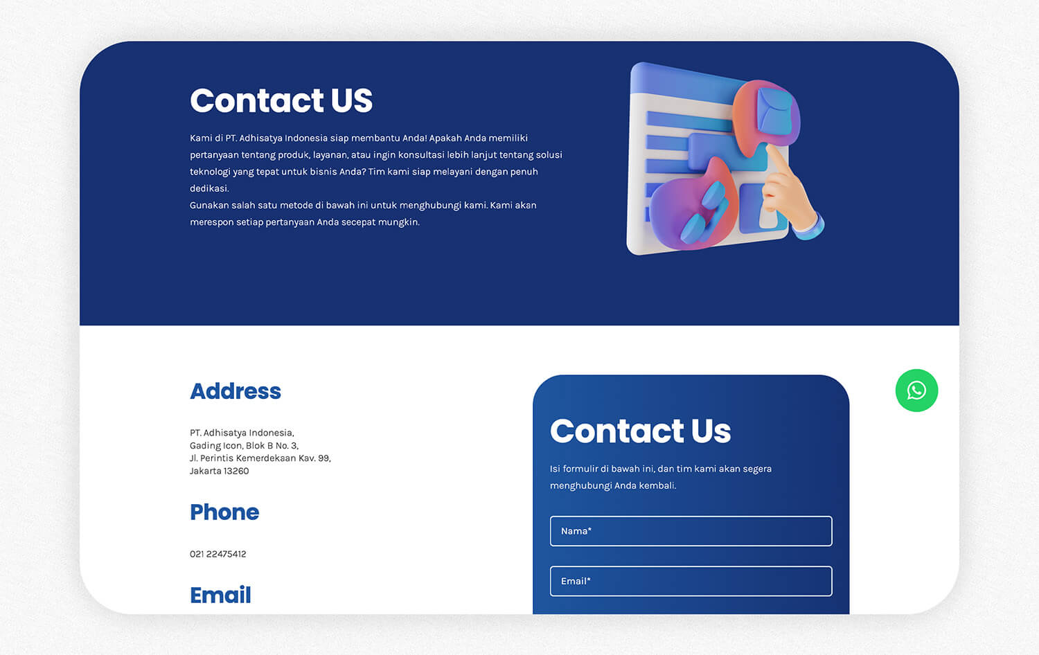 Portfolio advanstudio - Adhisatya Indonesia Company Profile Website Development