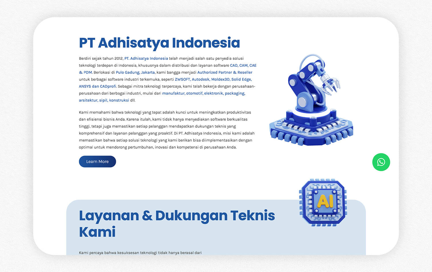 Portfolio advanstudio - Adhisatya Indonesia Company Profile Website Development